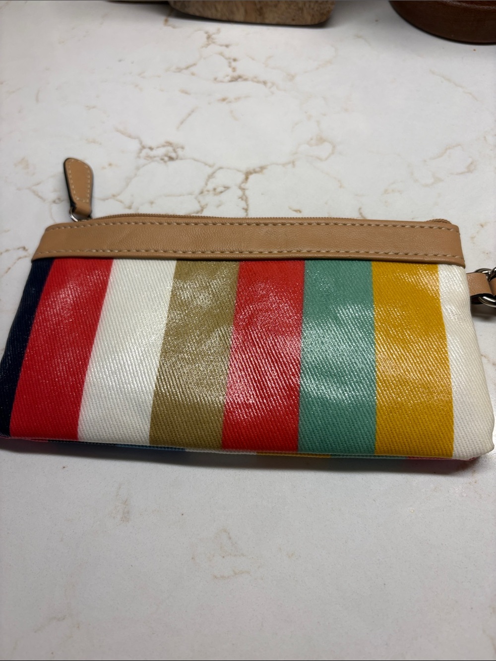 Wristlet striped silver hardware